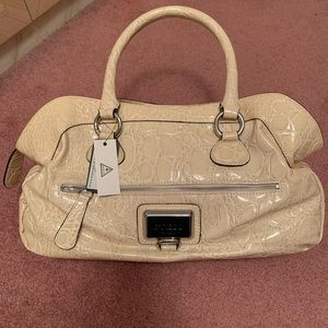 GUESS Faux Snakeskin Shoulder Bag Off White Color
